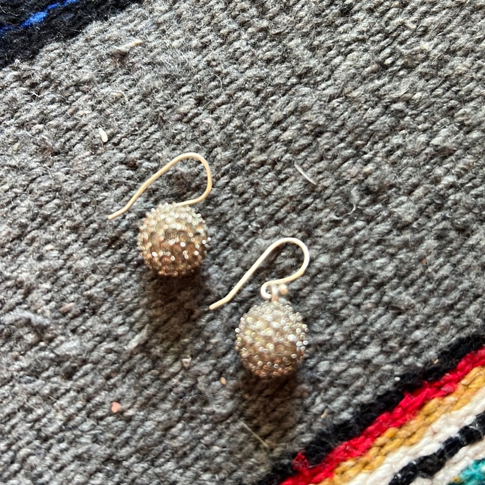 Silver sparkly earrings.